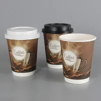 Fabriqué en Chine, gobelet à café/eau minérale en papier isolé à double paroi de haute qualité, norme européenne 8oz, logo personnalisé KGPC-075