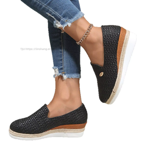 Sandales compensées plates en corde de chanvre, nouveau style automne, tissées, grandes tailles, chaussures à plateforme européennes et américaines pour femmes - Product Image 5