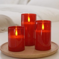 Bougies en verre rouge avec télécommande