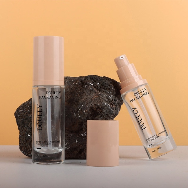 Wholesale 30ml Round Glass Bottle clear Customized Glass Bottle Skin Care for Cosmetic Packaging