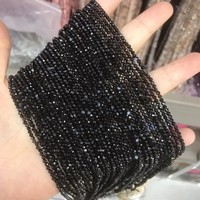Perles d'onyx noir facettées de 2 mm, 3 mm, 4 mm, perles rondes en agate naturelle en vrac pour la fabrication de bijoux