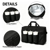 Sac isotherme pliable, réutilisable, étanche, pliable, pour la livraison d'aliments, avec poches de refroidissement