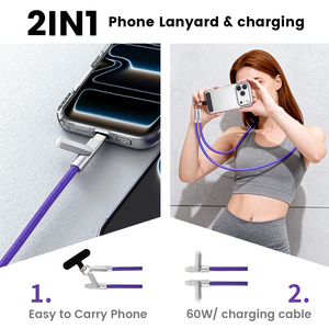 <span class=keywords><strong>สาย</strong></span>ดาต้า Type-C PD60W ยาว 1.2 เมตร <span class=keywords><strong>สาย</strong></span>ไนลอนแบบสะพายคอ ชาร์จเร็ว <span class=keywords><strong>สาย</strong></span>คล้องคอสำหรับโทรศัพท์มือถือ ซิงค์ข้อมูล - Product Image 2