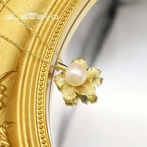 时尚锆石叶925纯银链条女士天然淡水珍珠韩国项链珠宝