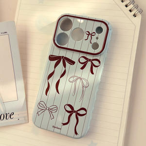 Coque pour iPhone 17 Pro Max, bleu laiteux et marron vintage, coque de téléphone souple antichoc intégrale avec nœud papillon - Product Image 5