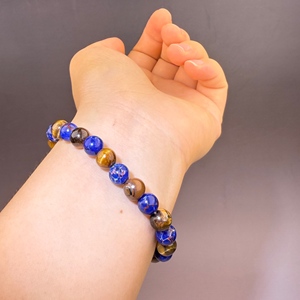 Unisex Multi-Color <span class=keywords><strong>Tiger</strong></span> <span class=keywords><strong>Eye</strong></span> Pedra frisada pulseira moda geométrica ágata jóias para homens e mulheres para aniversários - Product Image 3