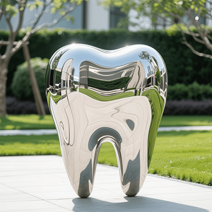 منحوتات أسنان مخصصة من الفولاذ المقاوم للصدأ والمعادن لتزيين عيادات الأسنان - Product Image 1