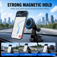 Support de téléphone portable magnétique réglable à col de cygne, stable et portable, rotation à 360°, en alliage d'aluminium durable, avec ventouse pour pare-brise et tableau de bord