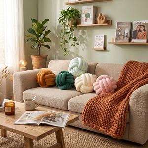 Cuscini Decorativi Annodati Hesen per Arredamento Casa, Cuscini Decorativi Imbottiti Fatti a Mano per Divano - Product Image 5