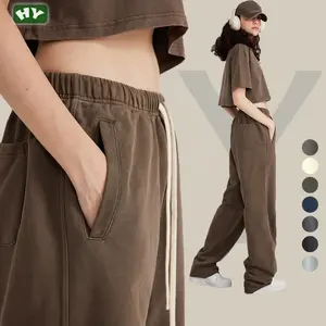 Logotipo personalizado 100% algodón Venta caliente de los pantalones de los hombres Pantalones Jogger con cordón Pantalones unisex