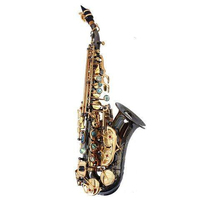 Small Curved Tube soprano Saxophone Bb Key Brass Black Nickel Finish Professional Performance-grade Woodwind Instrument