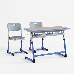 New Arrival Aoyasi FT-0702 Modern Metal School Adjustable Double <b>Desk</b> Chair Plastic Components Commercial Use Custom FT-0702 FT- - Product Image 1