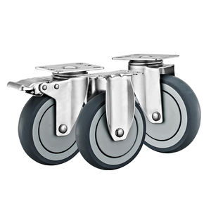 75mm 100mm 125mm Mittelschwere Edelstahl-Standard-TPR-Lenkrollen Industrielle Transportrollen - Product Image 3