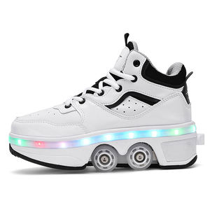 High Quality Kids Roller <strong>Shoes</strong> Double LED Light up Wheels Skate Sneaker Men Women 2-in-<strong>1</strong> Roller Skates Sneakers - Product Image 2
