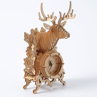 Puzzles 3D de Madera para Adultos al por Mayor, Reloj de Escritorio con Diseño de Ciervo, Regalo de Inauguración para Amantes de la Naturaleza