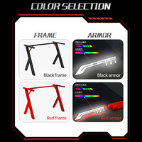 Bureau Gamer LED RGB Noir 80cm à Hauteur Réglable, Grande Table de Jeu en Métal Fibre de Carbone avec Porte-Gobelet, Idéal pour l'École et l'E-Sport, Pas Cher