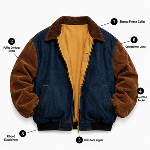 Reversible Dual-Color <strong>Corduroy</strong> <strong>Jacket</strong> Vintage Denim Trucker Urban Casual Streetwear Oversized Bomber Coat Tapestry <strong>Jacket</strong> <strong>Men</strong> - Product Image 2