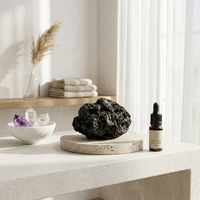 Diffuseur d'huiles essentielles en pierre volcanique naturelle avec base ronde en travertin, aromathérapie, pierre de lave, purificateur d'air