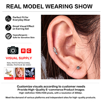 Bijoux de piercing corporel sans filetage en titane G23 ASTM F136, clou à dos plat pour hélix, conque, tragus, vente en gros pour femmes