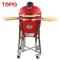 Grill Kamado en céramique TOPQ de 18 pouces avec support en acier inoxydable, barbecue au charbon de bois pour cuisine extérieure, OEM ODM