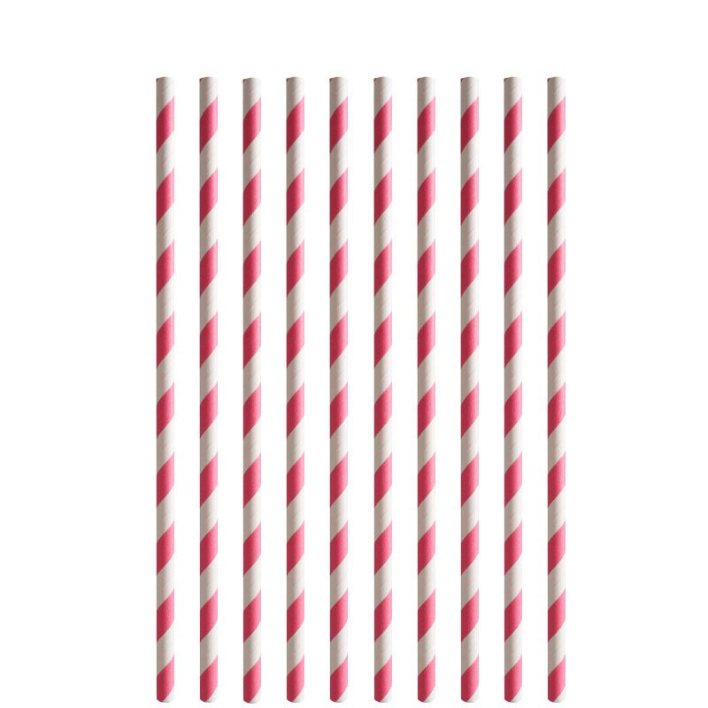 Paille en papier rose-10pcs