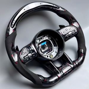 Volant en fibre de carbone forgée avec revêtement en daim et éclairage LED pour <span class=keywords><strong>Mercedes</strong></span> Benz AMG GT GT C190 W205 C205 W177 W290 W217 S63 G63 GT63 GTS GTR - Product Image 1