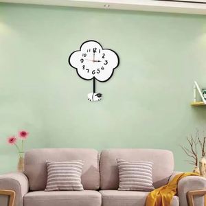 Acrylic Cloud Sheep Swinging Wall <b>Clock</b> Silent Creative Decor for Living Room Fashion Pendant Hanging <b>Clock</b> for Home & Office - Product Image 2