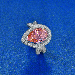 Anillo de Circonita Cúbica con Corte de Pera Personalizado, Plata de Ley 925, Chapado en Rodio, Anillo de Compromiso, Boda, Fiesta para Mujer, Venta al Por Mayor - Product Image 2