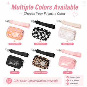 Monedero a Cuadros, Mini Bolsa Portátil con Correa para la Muñeca, Bolsa <span class=keywords><strong>de</strong></span> Almacenamiento Pequeña para Viajes, Escuela, Uso Diario, OEM Personalizado - Product Image 6