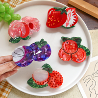 Pinzas para el Cabello con Diseño de Frutas DD, Pinzas de Acetato con Forma de Lichi y Arándano, Accesorios para el Cabello al por Mayor para Mujeres y Niñas