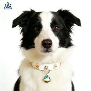 Collier réglable pour animaux de compagnie avec pendentif étoile pour chiens et chats de petite et moyenne taille, style luxueux, couleur unie, étoile dorée Baishan, argent - Product Image 1