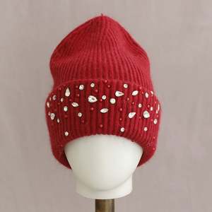 Bonnet en tricot avec strass, épaissi, chaud pour l'automne et l'hiver - Product Image 6