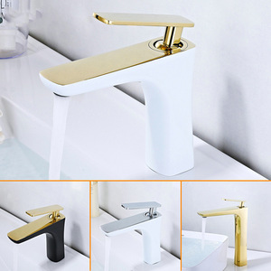 Robinet En Or Blanc Plate-Forme Moderne Bassin Monotrou Cuisson En Cuivre Chaud Et Froid Robinet En Or Noir - Product Image 2