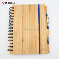 Bloc-notes notes en bambou à spirale écologique, avec stylo, impression UV en couleur ou sur soie, nouvelle collection