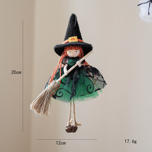 HLC ODM 9 pouces été Halloween heureux visage citrouille fantôme sorcière poupée pendentif cintres accessoire pour maison hantée décoration d'été - Product Image 6