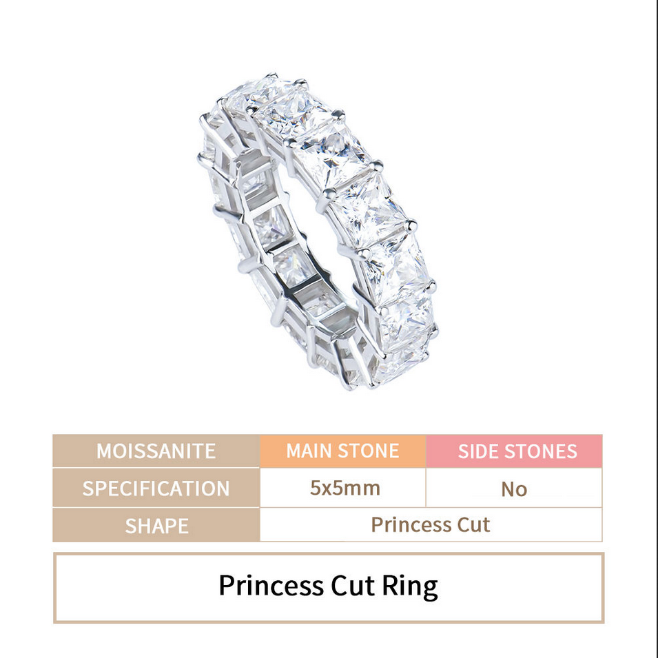 แหวนเงิน ประดับเพชรทรงเอเมอรัลด์ ขนาด 3*5 มม.