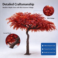 Arbre d'érable artificiel rouge à feuilles simples, écologique, fait main, durable, de 350 cm, pour aménagement mural et d'angle - En promotion