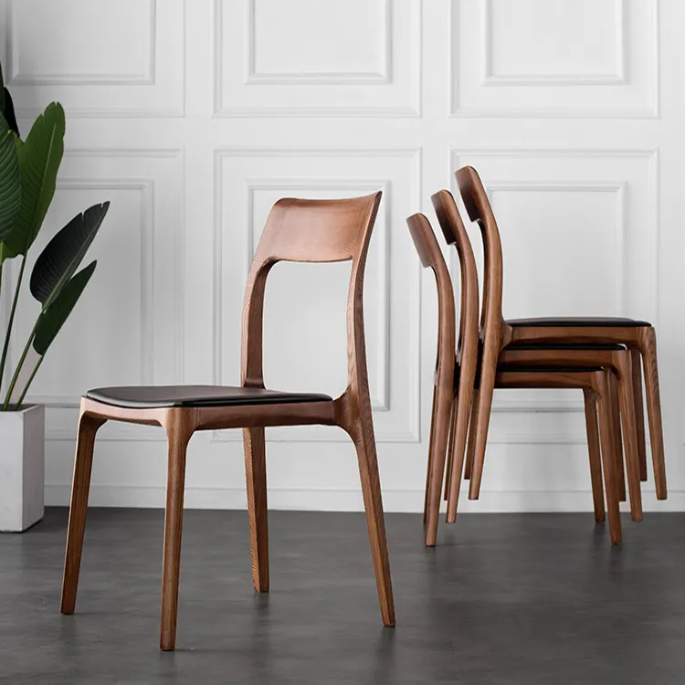 الحديثة تصميم الكلاسيكية التراص pu بظهر جلدي مقعد الزان الخشب مطعم قصب الطعام كرسي