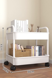 Étagère de rangement mobile à double niveau avec <span class=keywords><strong>roulettes</strong></span> en plastique pour collations de bébé, salle de bain et toilettes – Design simple - Product Image 3