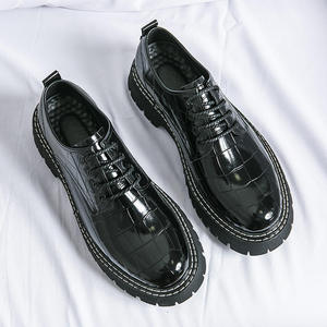 2026 New Style Men's Closed Toe Slip-On Leather Dress <b>Shoes</b> & Oxfords Check Pattern Office & Career Customized Wholesale - Product Image 1
