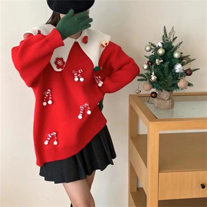 <span class=keywords><strong>Pull</strong></span> en tricot pour femme de Noël, col <span class=keywords><strong>marin</strong></span> mignon, coupe personnalisée, de haute qualité et luxueux - Product Image 3