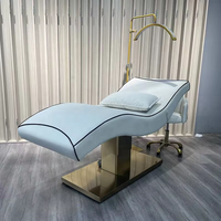 Nouveau Lit de Beauté Électrique de Luxe Doré, Lit Facial et pour Cils en Cuir Blanc, Table et Lit de Massage, Mobilier de Salon, Lit Incurvé pour Cils