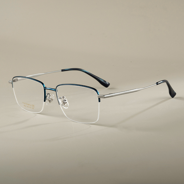 Factory Titanium Design Logo Glass Spectacle Frame Optical Half Rim Eye Glasses Titanium Eyeglasses Frames