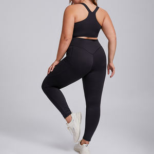 DF209+210 Tenue de yoga <span class=keywords><strong>grande</strong></span> <span class=keywords><strong>taille</strong></span> Nude Sense pour femme, vêtements de sport haut de gamme, deux pièces, poche, fitness - Product Image 6