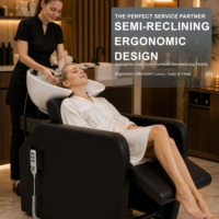 Fauteuil de lavage électrique de luxe professionnel pour salon, avec télécommande et réglage motorisé du repose-jambes et du dossier