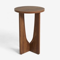 Table d'appoint ronde moderne pour salon, table basse en bois avec pieds courbes