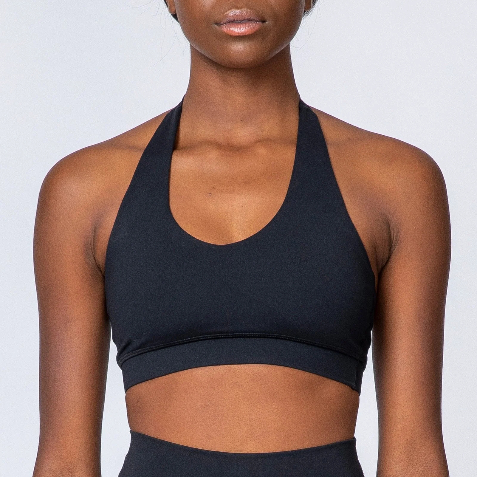 High Quality Open Back Strap Sports Bra Custom Design 77% Polyester Spandex Halter Bra