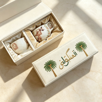 Boîte d'emballage souple à ouverture rabattable pour tasses à thé, boîte de rangement personnalisée pour dattes du Ramadan, boîte cadeau pour tasses à café et desserts avec broderie florale