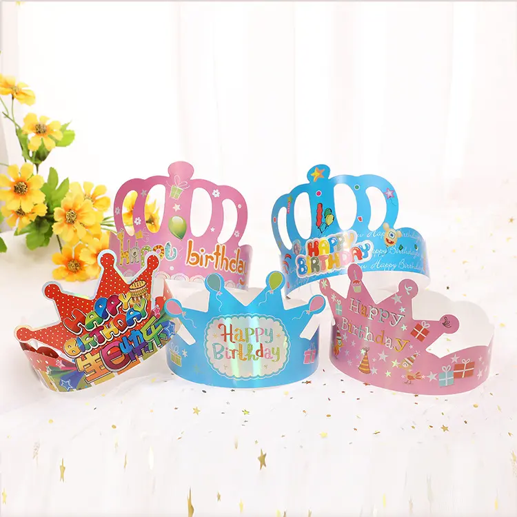 Custom Paper Printing for Happy Birthday Paper Crown with Your Logo For Happy Birthday Party