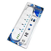 Multiprise universelle industrielle 16A 250V pour bureau à domicile, 2/3/4 prises USB-A/Type-C, câble de 3m, protection contre les surtensions